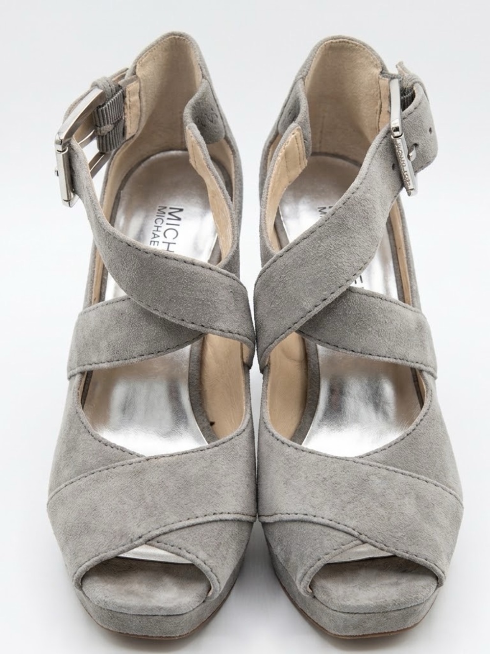 MICHAEL Michael Kors Grey Suede Ankle Strap Heels 5.5